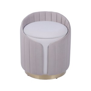 Kumasinova 19.25" Two-Tone Velvet Storage Ottoman,Taupe Vanity Stool with Tufted Design,Multifunctional Foot Stool for Living Room,Bedroom - 1 of 4