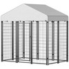 PawHut Outdoor Dog Kennel with Roof, Welded Wire Dog Playpen Enclosure with Escape-proof Lock, UV-Resistant & Waterproof Cover, 5.9' x 4' x 6', Silver - 4 of 4