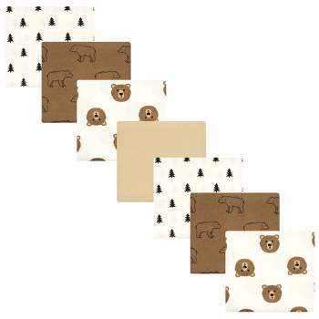 Hudson Baby Cotton Flannel Receiving Blankets Bundle, Brown Bear, One Size