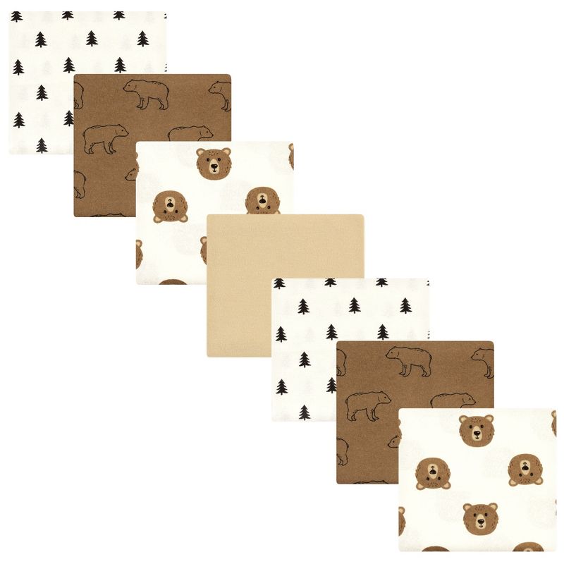 Hudson Baby Cotton Flannel Receiving Blankets Bundle, Brown Bear, One Size, 1 of 7