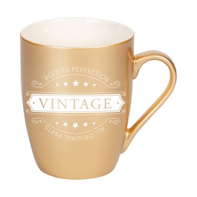 Elanze Designs Aged To Perfection Vintage All Original Parts Vegas Gold 10 ounce New Bone China Coffee Cup Mug