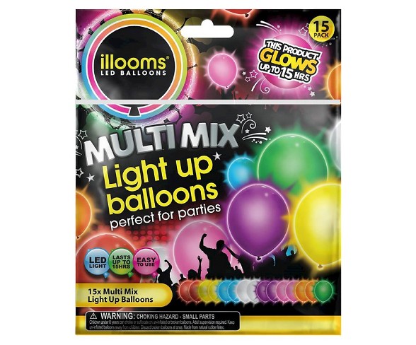 15ct illooms&#174; LED Light Up Mixed Solid Balloon