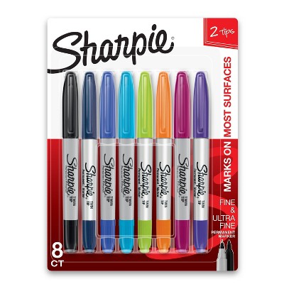 Sharpie 8pk Permanent Markers Twin Tip Multicolored