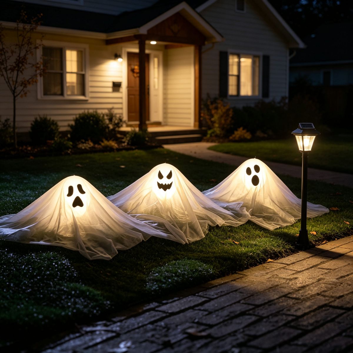 Joyfy 3 Pcs Skeleton Lightup Skull Stakes for Halloween Outdoor Decorations, Pathway Makers for Halloween Party, Lawn Props, Halloween Yard Decor