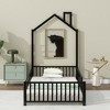 Metal House Platform Bed with Guardrail and Chimney - 3 of 4