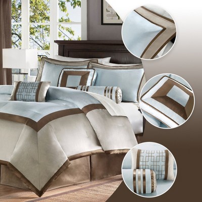 Madison Park 7Pcs Hotel Collection Comforter Set, All Season Down Alternative Luxury Bedding with Matching Shams, Decorative Pillows, Blue, Cal King — фото 2