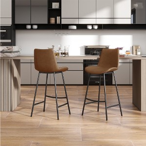 POVISON 30'' Modern Minimalist Bar Height Faux Leather Bar Stools Set of 2 - 1 of 4