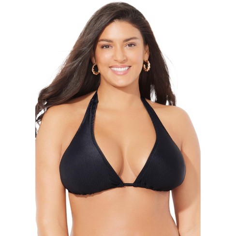 Swimsuits For All Women's Plus Size Elite Triangle Bikini Top, 10 - Ribbed  Black : Target