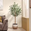 DR.Planzen 5/6/7FT Single-Trunk Artificial Olive Tree with White Planter, Faux Olive Plant for Indoor & Outdoor Home Decor - 2 of 4