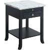 HomeStock Belmont End Table with Drawer and Slide Out Shelf, White Faux Marble Top with Black Frame, Stylish Accent Side Table with Storage - 4 of 4