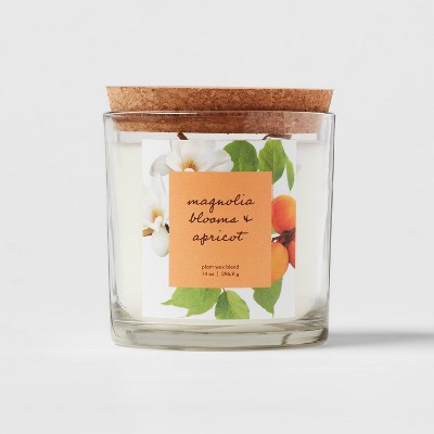 Glass Candle with Cork Lid Magnolia Blooms and Apricot - Threshold™