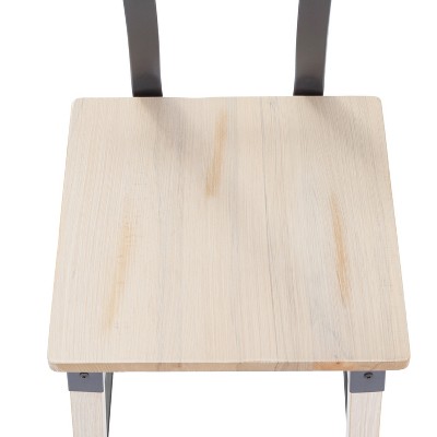Antique White Beechwood and Metal Bar Stools Set of 2