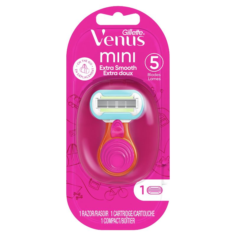 Venus Mini Extra Smooth On The Go Women&#39;s Razor + 1 Razor Blade Refill + 1 Travel Case - Trial Size, 2 of 17