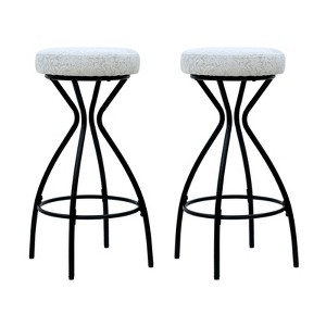 FONTOI 2PCS Upholstered Counter Stools with Footrests, Counter Height Bar Stools for Living Room Kitchen,Black&White Print, 12.59"*29.92"*12.59" - 1 of 4