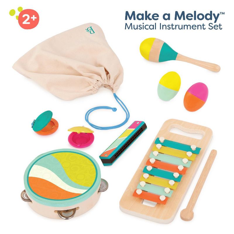 B. toys - Wooden Instrument Set - Xylophone, Tambourine, Harmonica &#38; More - Make A Melody - 9pc, 4 of 10
