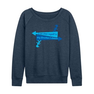 Women's - Dr. Seuss - You Can Steer Yourself Lightweight French Terry Wide Neck Long Sleeve Shirt - 1 of 4
