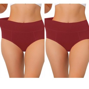 Allegra K Women's High Waist Available in Plus Size Tummy Control Brief 2 Packs - 1 of 4
