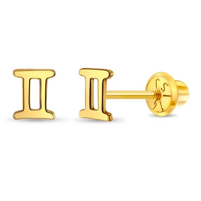 Girls' Dainty Zodiac Screw Back 14k Gold Earrings - In Season Jewelry