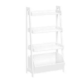 24" Kids' 4 Tier Ladder Shelf with Toy Organizer White - RiverRidge Home