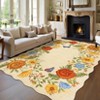 Vintage Floral Scalloped Area Rug Machine Washable Rug Stain Resistant Easy Cleaning Carpet Non Slip Soft Low Pile Folding Floor Cover For Home - 3 of 4