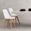 Racxily Set of 4 Medieval Modern Dining Chairs, Wooden Leg Design for Kitchen & Dining Room, White - 4 of 4