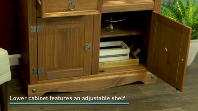 Sunnydaze White Pine Sideboard Cabinet with 2 Drawers and 2 Doors
