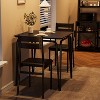 3 Piece Dining Table Set for 2, Small Wooden Kitchen Table w/Storage, Farmhouse Square Dinette Set for Dining Room, Apartment, Small Space - 3 of 4
