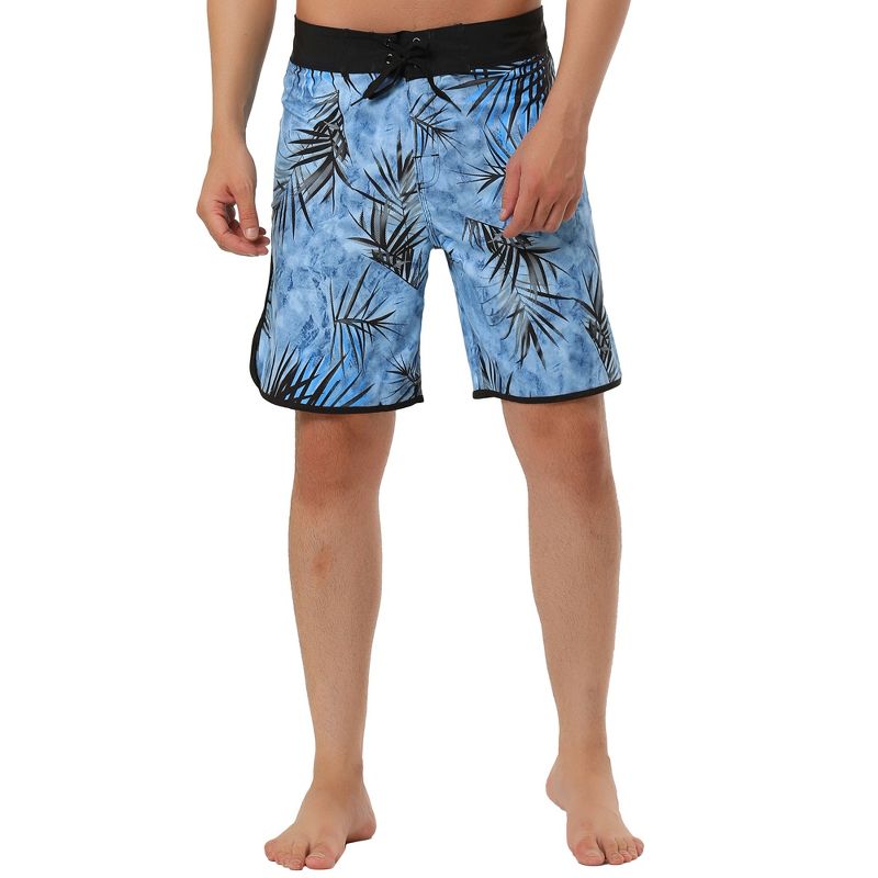 TATT 21 Men's Summer Casual Drawstring Waist Printed Beach Board Shorts, 1 of 7
