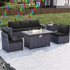 ALAULM 7 Pieces Outdoor Patio Furniture Set with 43" Gas Propane Fire Pit Table PE Wicker Rattan Sectional Sofa - 2 of 4