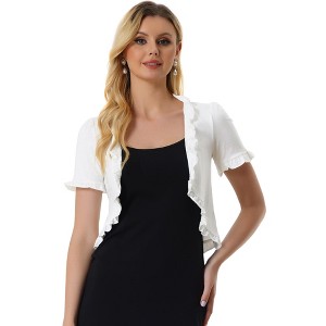 INSPIRE CHIC Women's Ruffle Short Sleeve Open Front Bolero Shrugs - 1 of 4