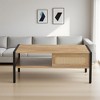 KWPZQEB Rattan Coffee table, Modern Coffee Table with Rattan Sliding Door and Metal Legs, Rectangle Center Table for Living Room, Apartment - 2 of 4