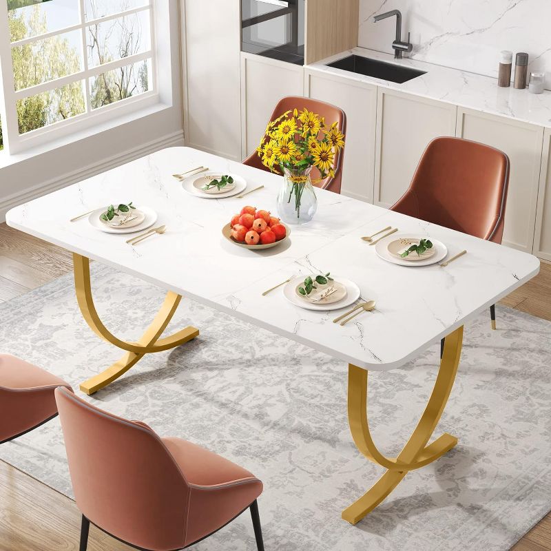 Tribesigns 62.99" Rectangular Dining Table, 2 of 7