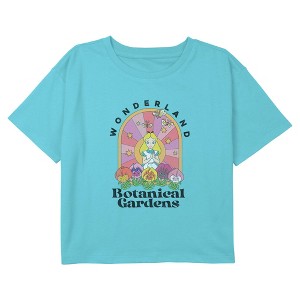 Girl's Alice in Wonderland Retro Botanical Gardens  T-Shirt - Blue - X Large - 1 of 3