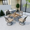 Pamapic 5-Piece Metal Patio Outdoor Dining Set with Square Table and Rattan Swivel Chairs with Cushion - 2 of 4