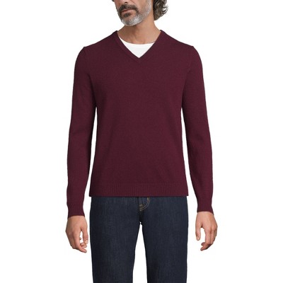 Lands' End Men's Fine Gauge Cashmere V-neck Sweater