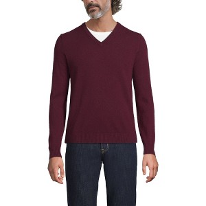 Lands' End Men's Fine Gauge Cashmere V-neck Sweater - 1 of 3