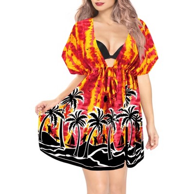 LA LEELA Women's Summer Beach Dress Mini Loose Swing Swimsuit Cover ups Tops for Women