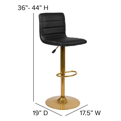 Black Vinyl Adjustable Swivel Barstool with Metal Base