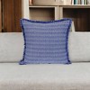 HomeRoots 24" Blue and White Striped Cotton Throw Pillow With Fringe - 2 of 4