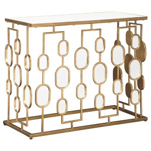 Majaci Console Gold Finish - Signature Design by Ashley: Modern Mirrored Entryway Table with Metal Frame - 1 of 4