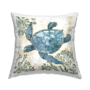 Stupell Industries Blue Swimming Sea Turtle Coral Outline - 1 of 3
