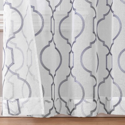 Blue Sheer Grommet Top Polyester Window Panel