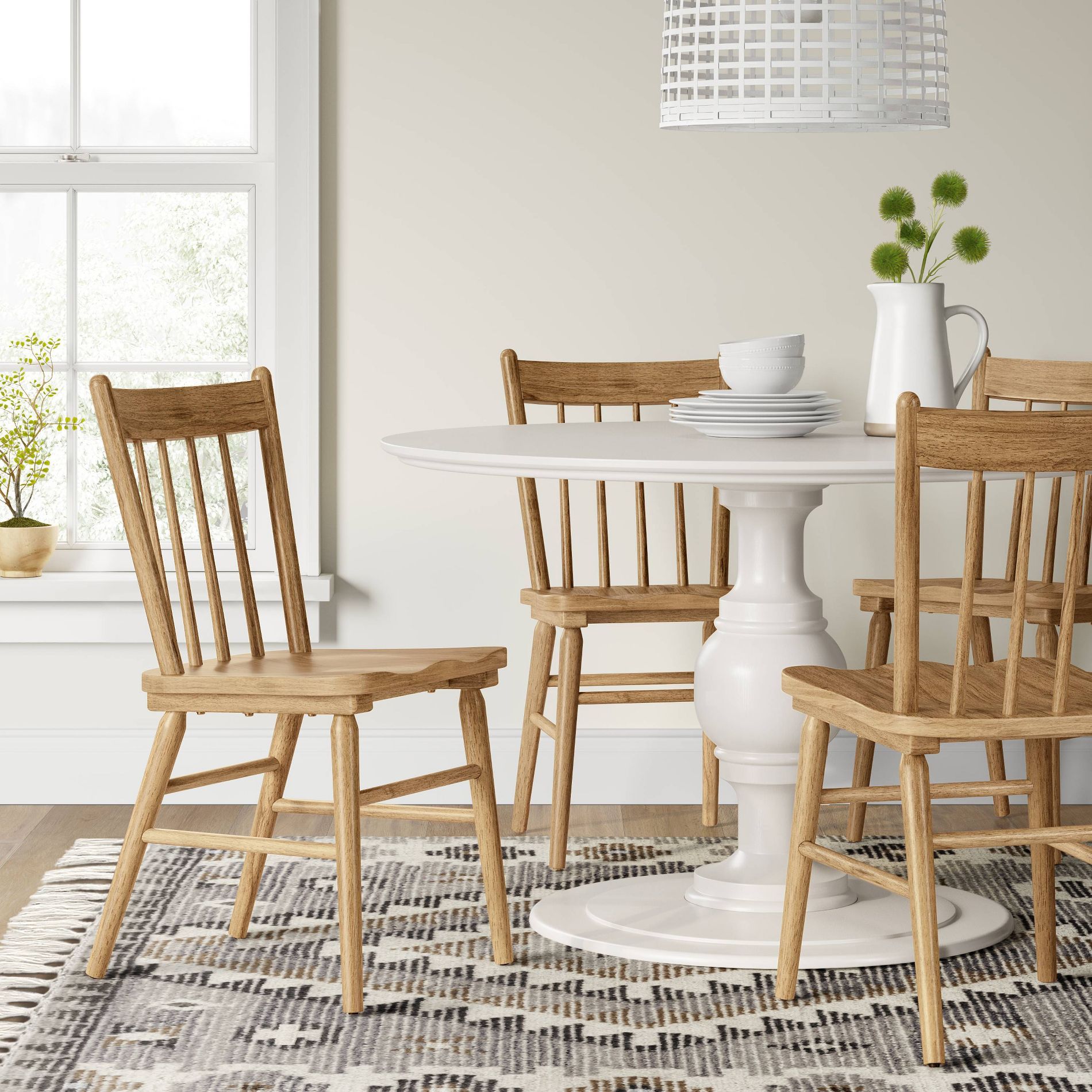 Set of 2 Hassell Wood Dining Chair Natural - Threshold™: Rubberwood Frame, Farmhouse Style, Spot Clean