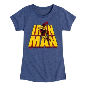Girls' - Marvel - Iron Man Stacked Name Fitted Short Sleeve Graphic T-Shirt - 1 of 4