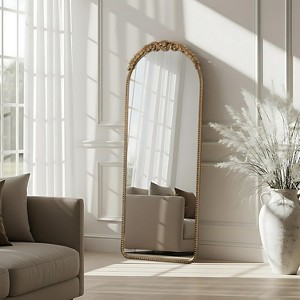 Gold Full Length Mirror: 53x19 in Traditional Ornate Antique Floor Mirror - Baroque Vintage - 1 of 4