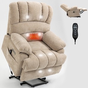 CLIHOME 23" Seat Width and High Back Large Size Chenille Power Lift Recliner Chair with 8-Point Vibration Massage and Lumbar Heating - 1 of 4