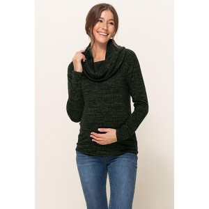 Hello Miz Women's Cowl Neck Long Sleeve Maternity Knit Sweater Top - 1 of 4