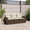 vidaXL Garden Sofa Set Brown PE Rattan 3-Seater Modular - 2 of 4