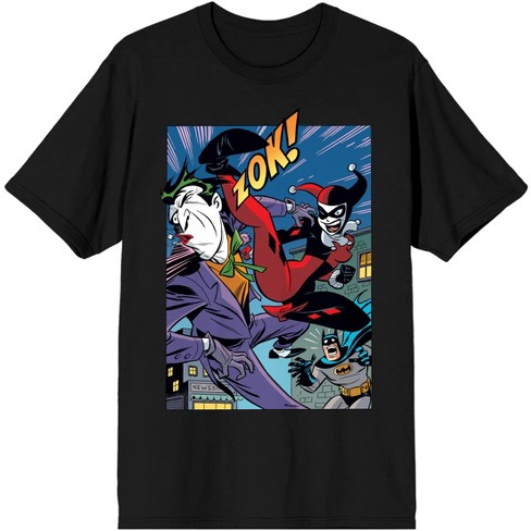 Dc Comic Book Harley Quinn & The Joker Men's Black Graphic Tee