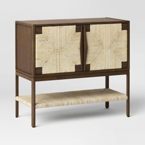 Withania 2 Door Cabinet - Threshold™: Vintage Woven Accent, Wood Composite, Anti-Tip - 1 of 4